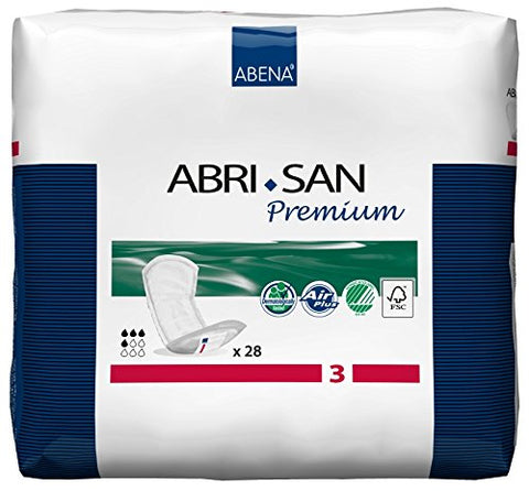 Abena Abri-San Premium Incontinence Pads, Size 3 - Mini, 28 Count