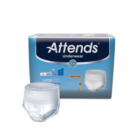 Attends Protective Underwear, DermaDry, Large, Unisex, 18 Count (Pack of 4)