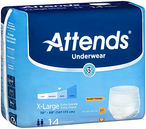 Attends Protective Underwear,DermaDry, X-Large, Unisex, 14 Count (Pack of 4)