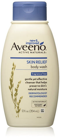 AVEENO Active Naturals Skin Relief Body Wash Fragrance Free 12 oz (Pack of 7)