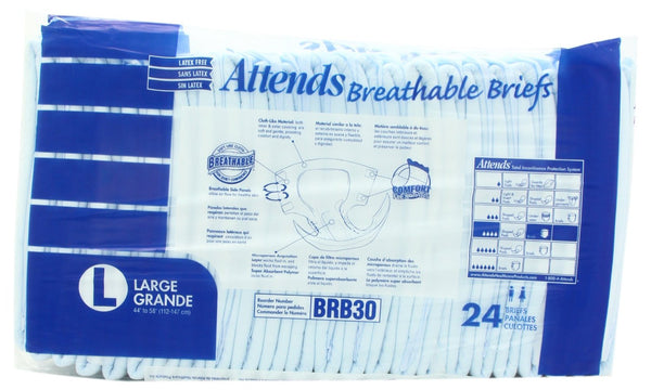 Attends BRB30 Breathable Adult Briefs, Heavy Abs, Large 44-58, PK/24