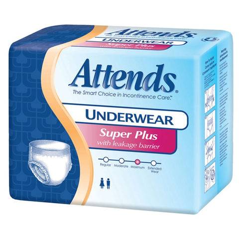 Attends Underwear Super Plus with Leakage Barriers Medium 34-44in, 120-175lb, 80 ea
