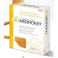Derma Sciences MEDIHONEY Calcium Alginate Dressing, 2" x 2", Box of 10