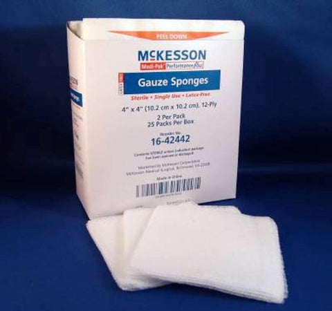 Mckesson Performance plus Gauze Sponge Cover Dressing Sterile, 4 X 4 Inches, BX/50