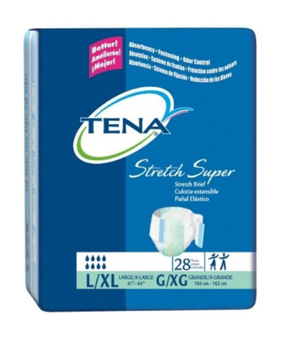 Tena SUPER with Stretch Side Panel Adult Diapers, Large/X-Large Size, Case of 56 Briefs (217-9950)