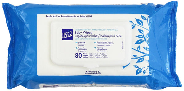 Nice 'N Clean Baby Wipes Soft-Pack with Aloe Unscented, Hypoallergenic, PK/80