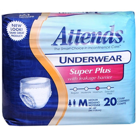 Attends APP0720 Protective Underwear Super Plus Absorbency, Medium 34-44" - Case of 80 (4 Packs of 20)