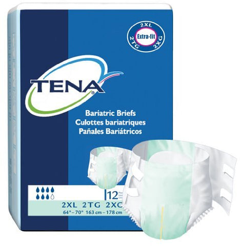 Tena Bariatric Briefs, 2XL, Full Case of 64 Briefs