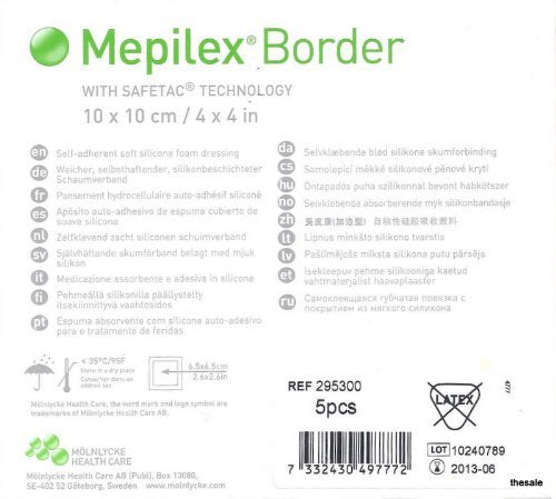 Mepilex Border Part No. 295300 MOLNLYCKE FKA REGENT MMED-MOL295300 Box