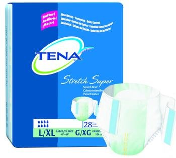 TENA Stretch Brief, Super Absorbency pack of 28 Size Large/X-Large Waist Size... MMED-SCT67903 Pack