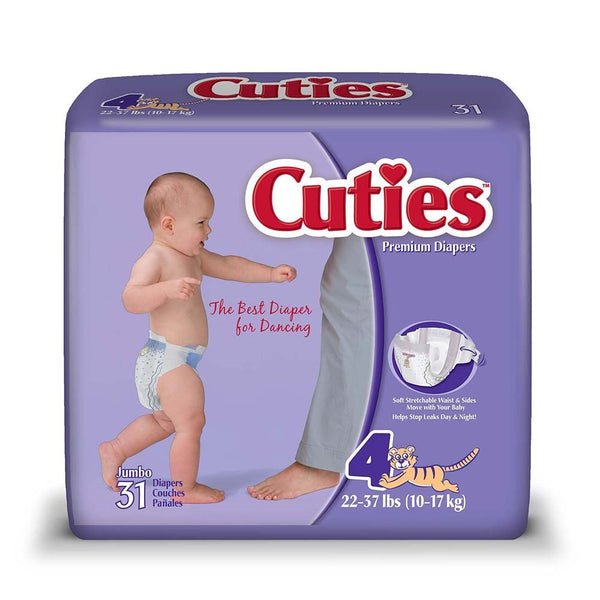 First Quality CR4001 Cuties Premium Baby Diapers, Size 4 22-37lbs, Pack of 31