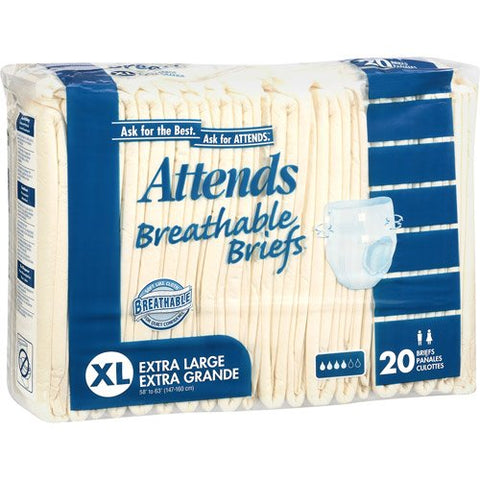 Special 3 packs of Attends Briefs Breathable - X-Large 58"-63" - 20 per pack - Attends BRB40