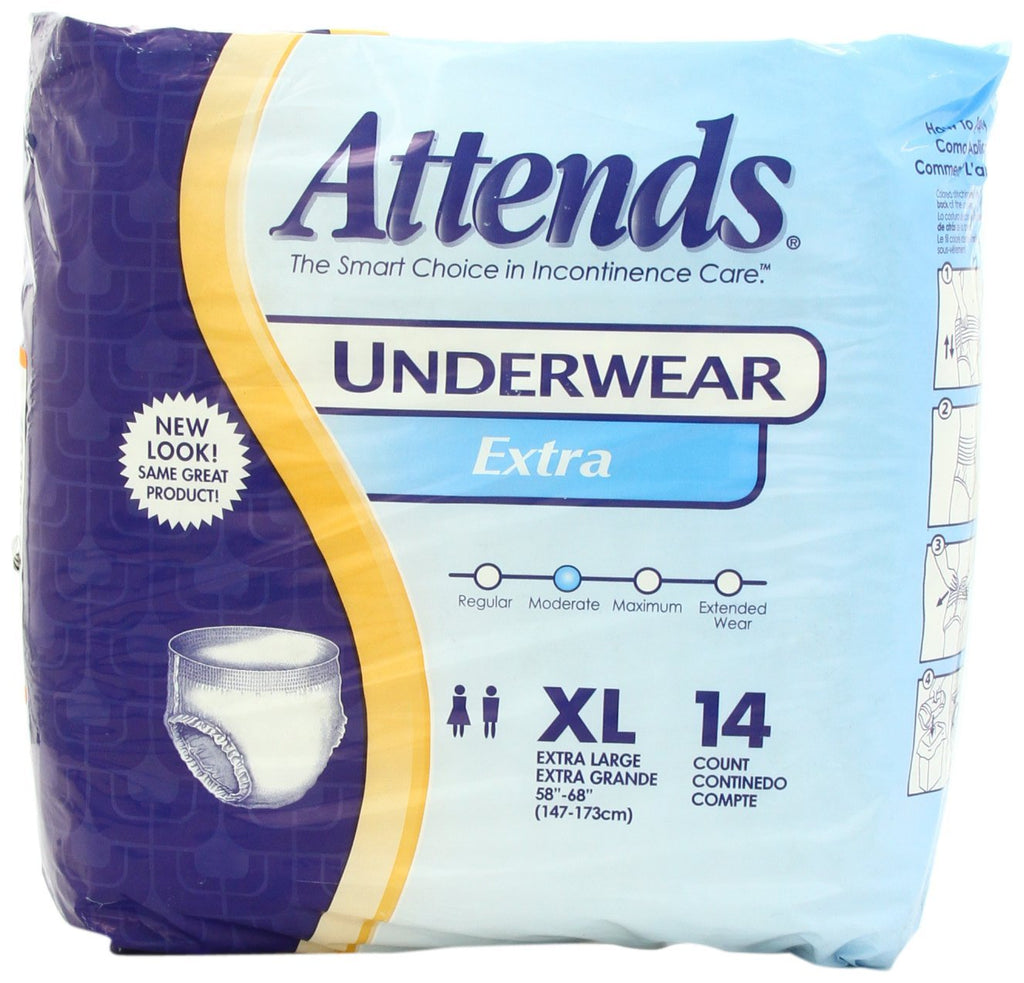 Attends Underwear Extra Absorbency, X-Large, Pack of 14
