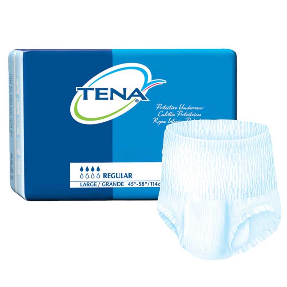 Tena Protective Underwear, Regular Absorbency, Large 45"-58", 18 Pair