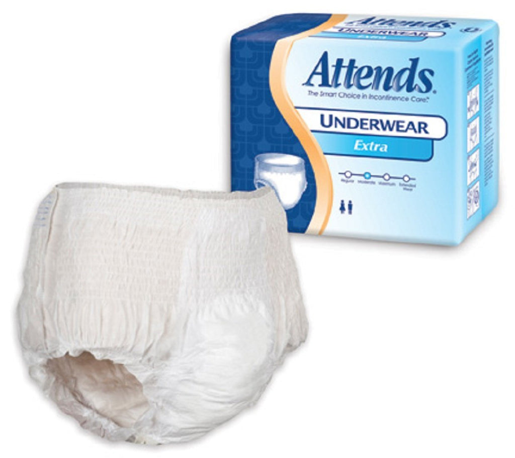 Attends Disposable Adult Underwear, EXTRA, Size Large, Full case of 72 (176-5502) 44"-58"