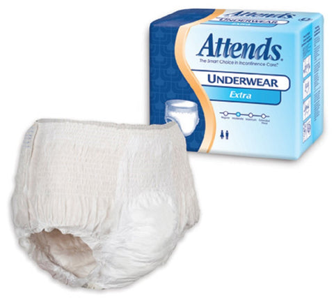 Attends Disposable Adult Underwear, EXTRA, Size Large, Full case of 72 (176-5502) 44"-58"