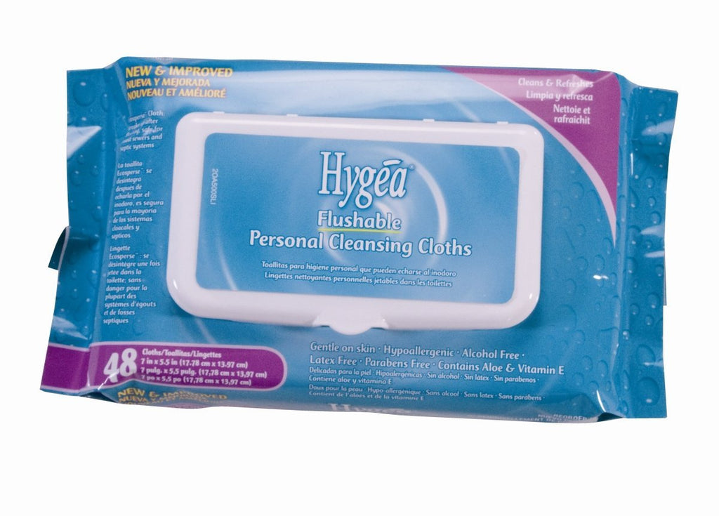 PDI Hygea Flushable Personal Cleansing Wipes, Soft Aloe, CS/576 (12 Packs of 48)