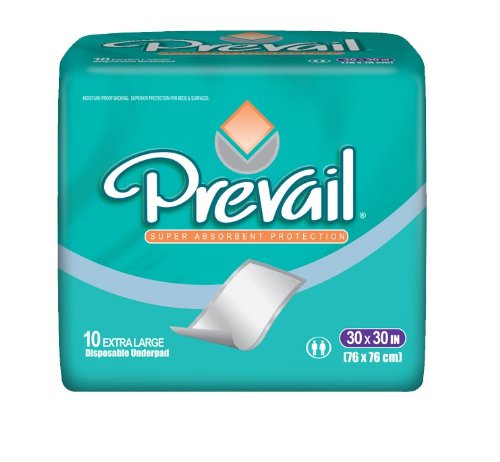 First Quality UP-100 Prevail Underpad 30x30 Inch Disposable, Heavy Abs, PK/10