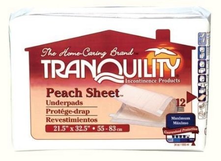 Tranquility Peach Sheet Underpads, Size 21x32, Case/48 (4 bags of 12)
