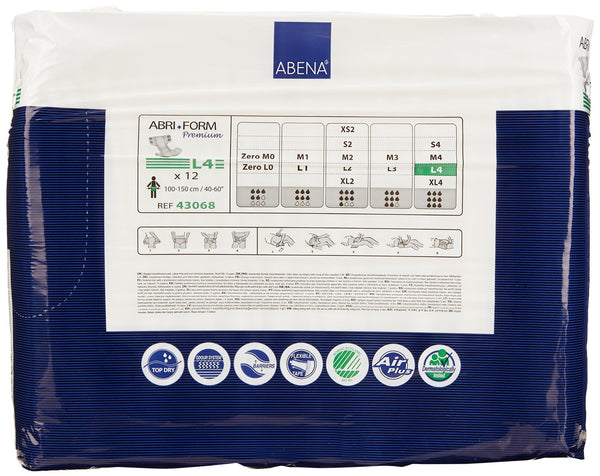 Abena 43068 Abri-Form Premium L4 Briefs, Large, Case/48 (4/12s)