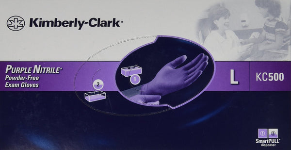 Kimberly-Clark Haylard Health 55083 Purple Nitrile Exam Gloves, Large, 100 Count
