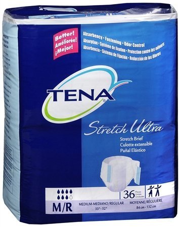 Tena Stretch Ultra Briefs Medium - 2 Packs of 36 (72 total) 67802