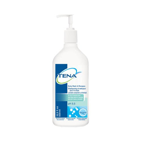 Tena 64365 Body Wash and Shampoo Pump Bottle 16.9 oz 10/Case