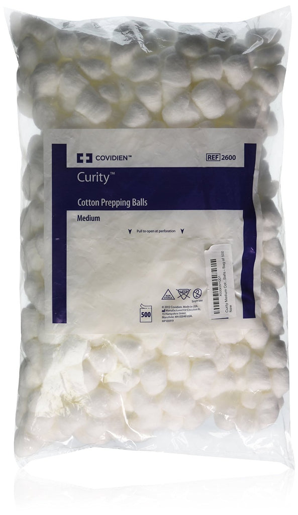 Covidien Curity 2600 Medium Cotton Balls - Bag of 500