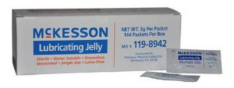 Mckesson Sterile Lubricating Jelly 3g Packets, CS/864 (6 Boxes of 144)