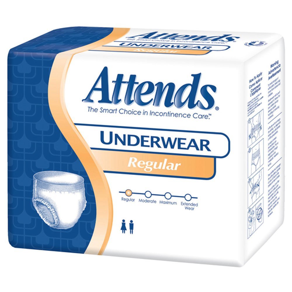 Attends APV20 Protective Underwear, Regular Absorbency, 34"-44", Medium, CS/80