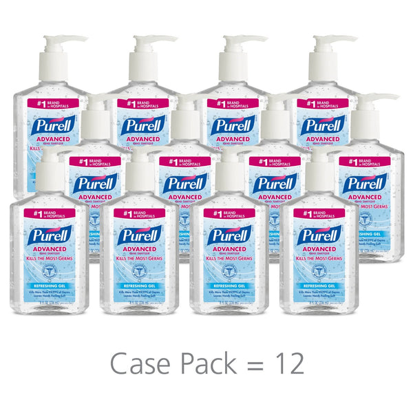 PURELL 9652 Advanced Instant Hand Sanitizer, 8 Ounce Pump Bottle (Pack of 12)