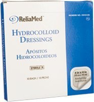 ReliaMed Sterile Latex-Free Hydrocolloid Dressing with Film Back and Beveled ...