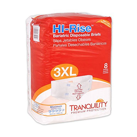 Tranquility Hi-Rise Bariatric Briefs, 3X-Large, Case/32 (4/8s)