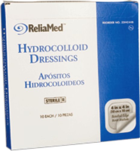 ReliaMed Sterile Latex-Free Hydrocolloid Dressing with Film Back and Beveled ...