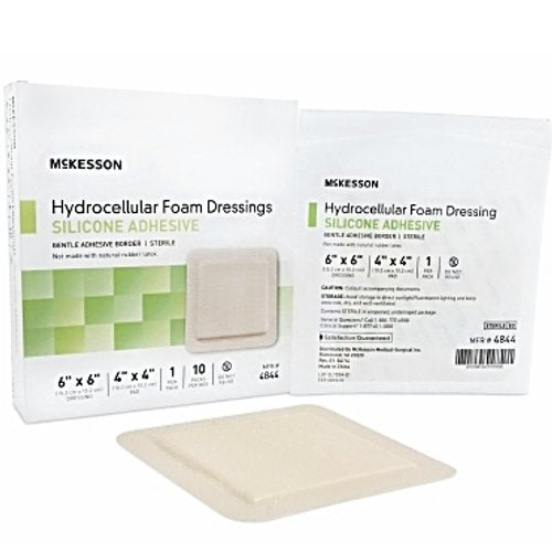 McKesson Hydrocellular Foam Dressing Silicone Adhesive Border 6" X 6" (4" X 4" Pad)