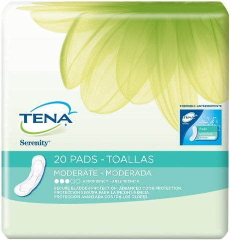 Tena Serenity Protective Pads, Moderate Absorbancy-20 Count, Regular ( Pack of 2)