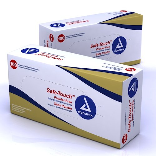 Dynarex Safe-Touch Vinyl Exam Glove Powder Free - Sm 10/100/Cs