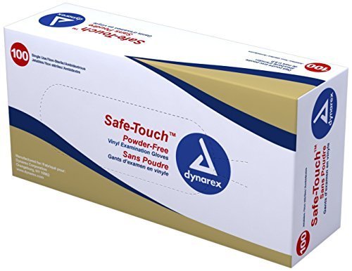 Dynarex Safe-Touch Vinyl Exam Glove Powder Free, Large, 100 Count