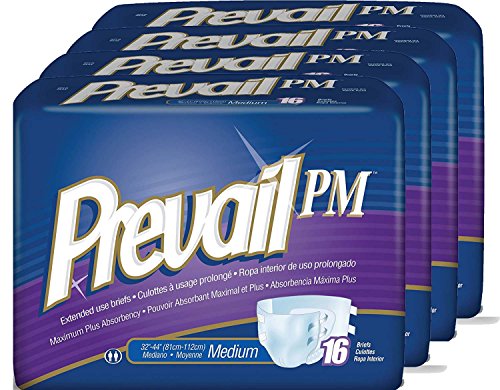 Prevail Extended Use Briefs, Medium, 16-Count (Pack of 6)