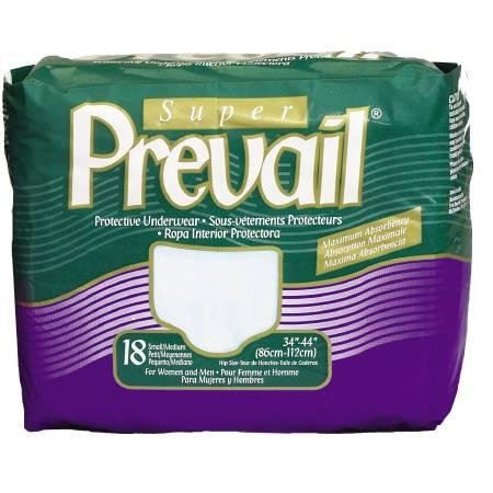 Prevail Super Absorbent Protective Adult Underwear, Small/Medium32-44Waist, 18 ea