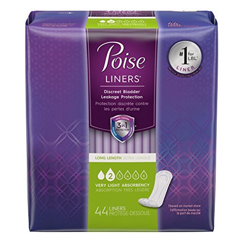 Poise Incontinence Panty Liners, Very Light Absorbency, Long, 44 Cont (Pack of 6) - 3 Kings Medical Supplies