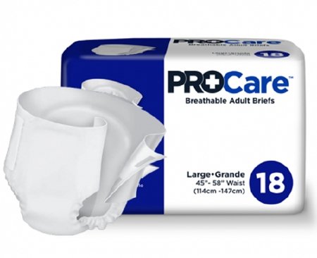 Procare Incontinent Brief Tab Closure Large Disposable Heavy Absorbency, 18/BG