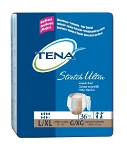Tena Incontinent Brief Stretch Ultra Tab Closure Large / X-Large Disposable Heavy Absorbency (Pack of 36)