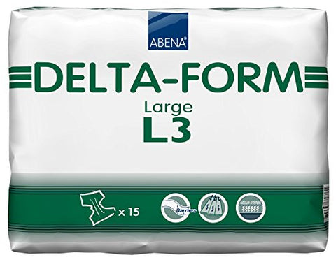 Abena Delta Form Brief, Large, L3, 15 Count