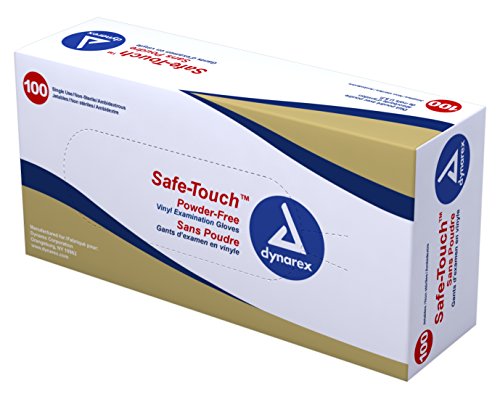Dynarex Safe-Touch Vinyl Exam Gloves, Powder-Free, Small, Box/100