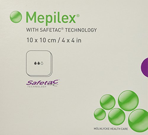 Mepilex 4x4 Absorbent Soft Silicone Foam Dressings, Box of 5, Model: 294199, ...