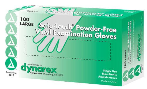 Safe-Touch Vinyl Exam Gloves, Powder-Free, Medical Grade, Large, 1000/cs
