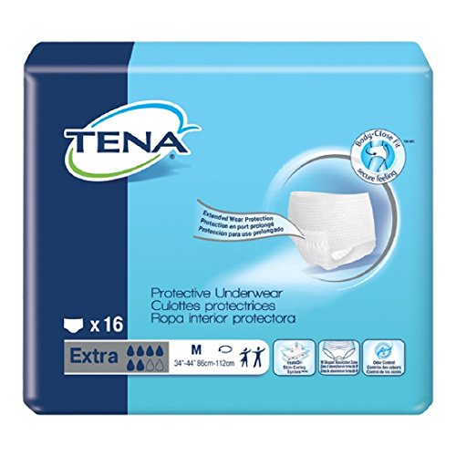 Tena Protective Underwear Extra Absorbency Medium 34 44 Inches - 4 pks of 16ct