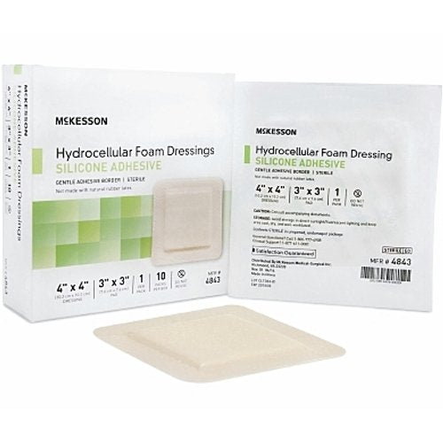 McKesson Hydrocellular Foam Dressing Silicone Adhesive Border 4" X 4" (3" X 3" Pad)