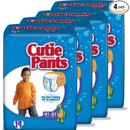 Cutie Pants Training Pants for Toddler Boys, Size 4T-5T, 19-Count (Pack of 4)
